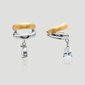 Dual-Tone Geometric Drop Earrings​​