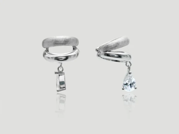 Dual-Tone Geometric Drop Earrings​​ - Image 2
